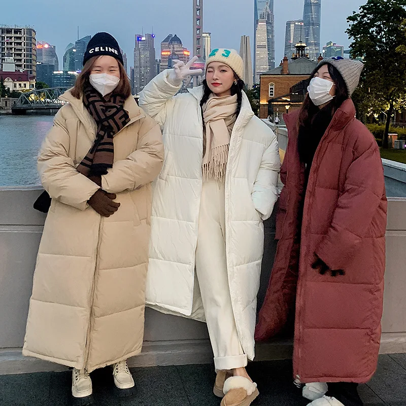 Women's 2023 Winter New Korean Style Loose Winter Coat with Lengthened Down to Ankle Down Coat