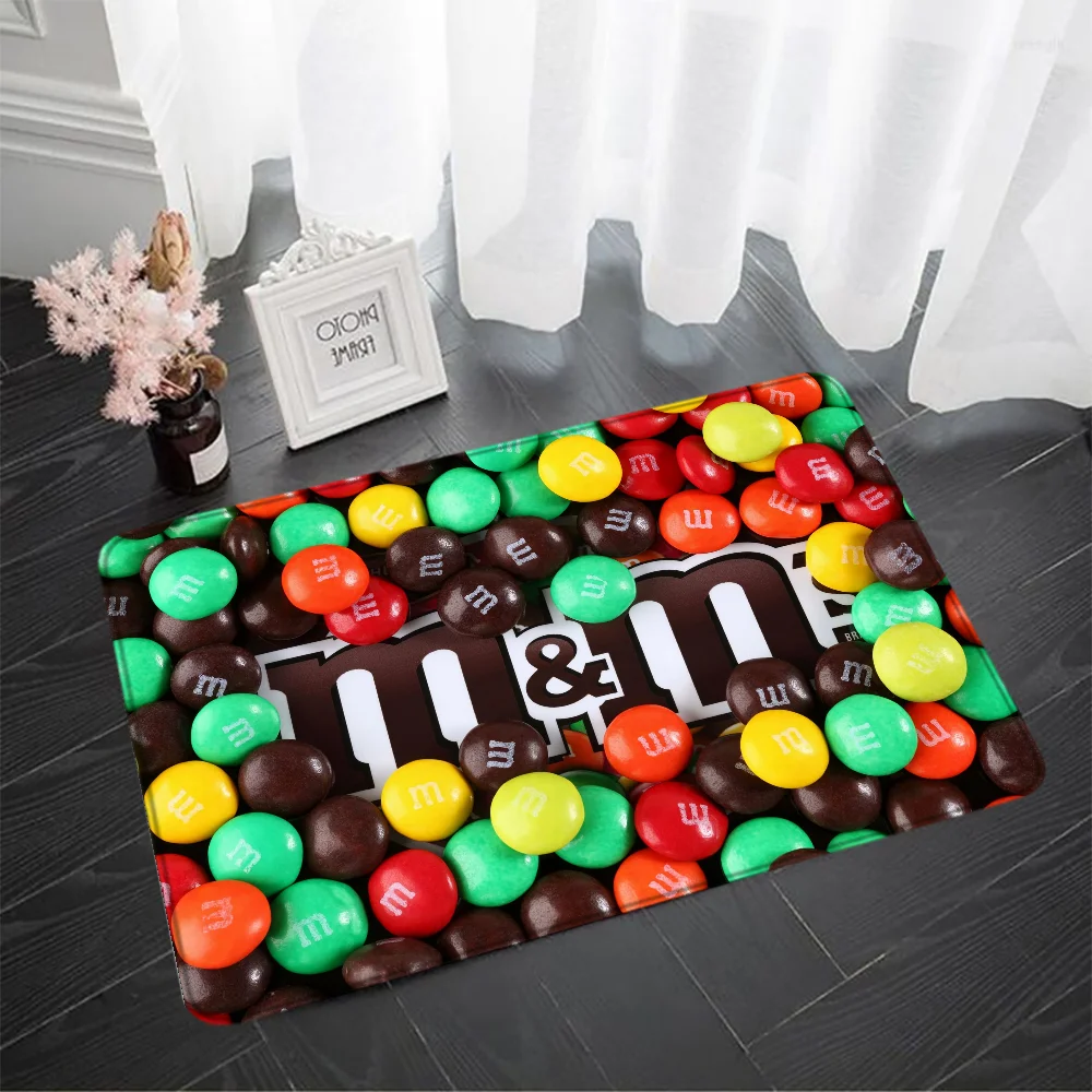 Door Mat M&M Candy Snacks Balcony Non Slip Carpet for Kitchen Rugs Floor Mats Super Absorbent Bathroom Rug Foot Doormat Entrance