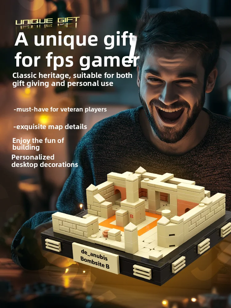 Original CS2/CSGO Anubis Map Building Block Model - Game Merch Collectible Toy, Gamer Gift & Desk Figurine Ornament