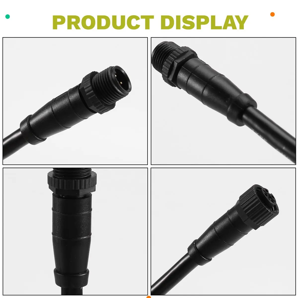 A64K Boat Backbone Cable 9.84ft Male Female Connector 5 Pins for M12 IP67 Waterproof 3 Meters for NMEA 2000 Marine