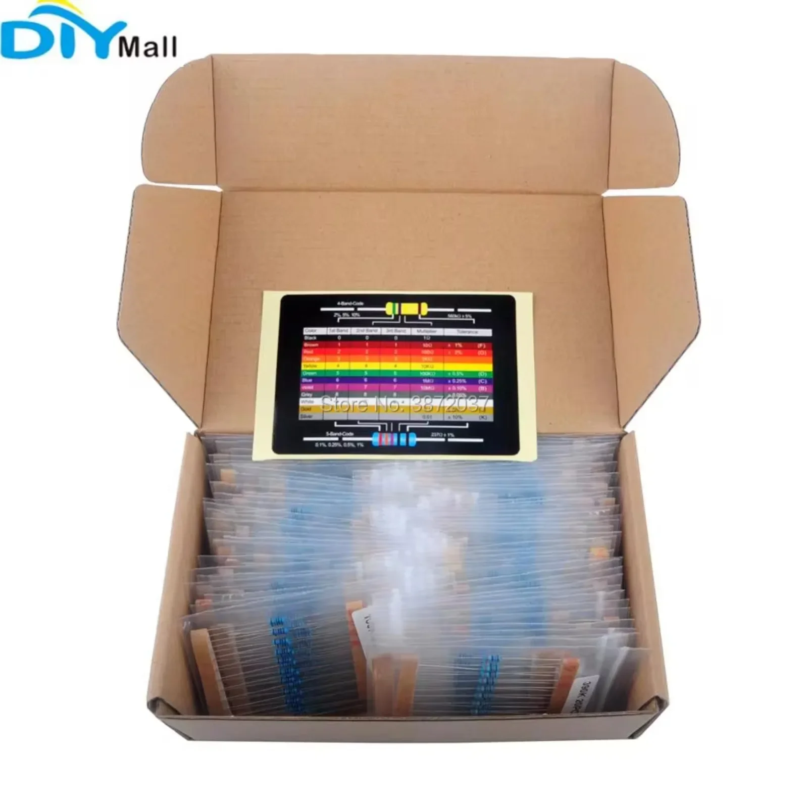 1460/600 pieces/set 1/4W five-color ring resistor metal film resistor classification kit 1% accuracy 73Value, 30Value