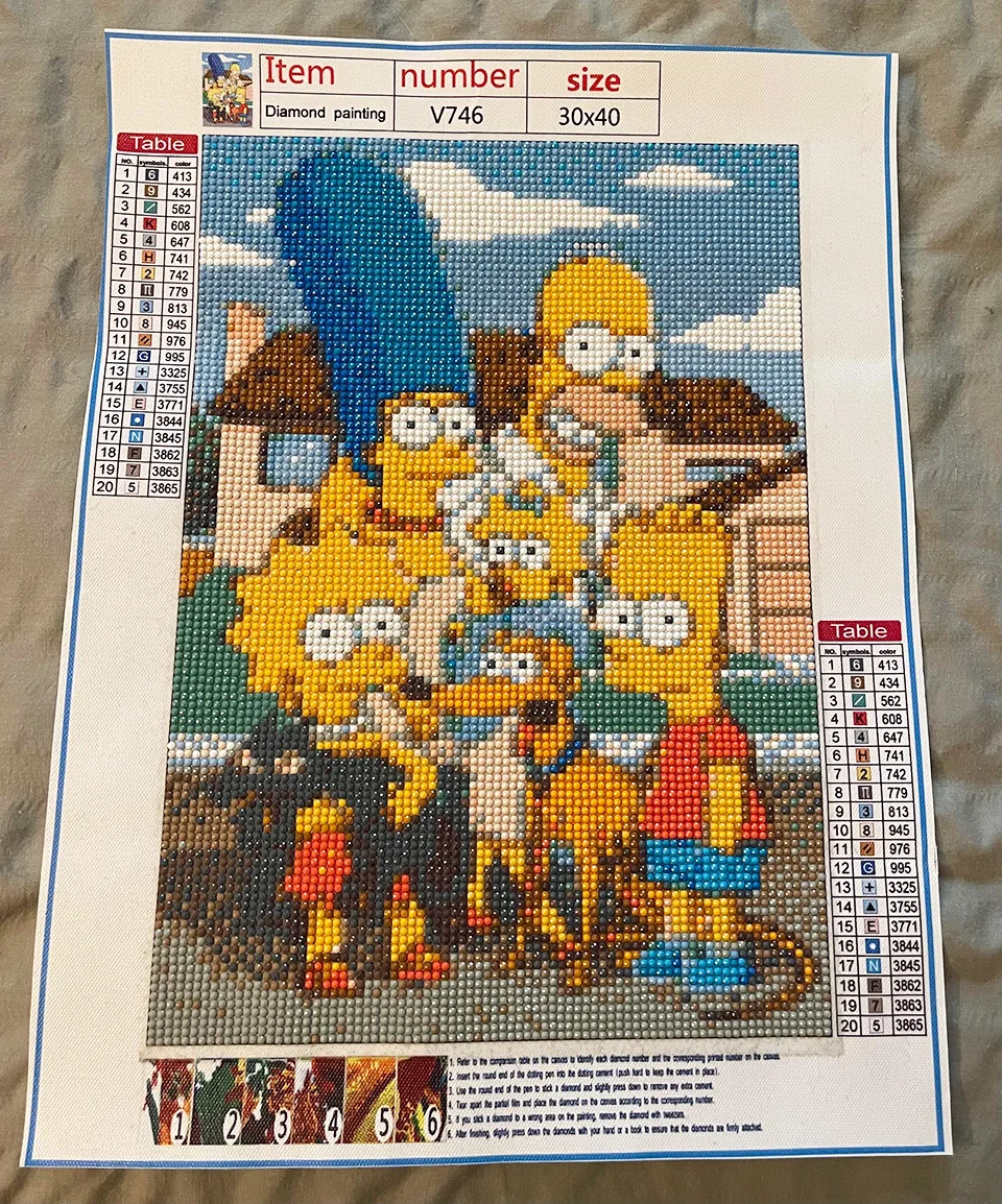 DIY 5D Diamond Painting Simpson Diamond Mosaic Full Drill Embroidery Cartoon Rhinestone Pictures Cross Stitch Kits Home Decor