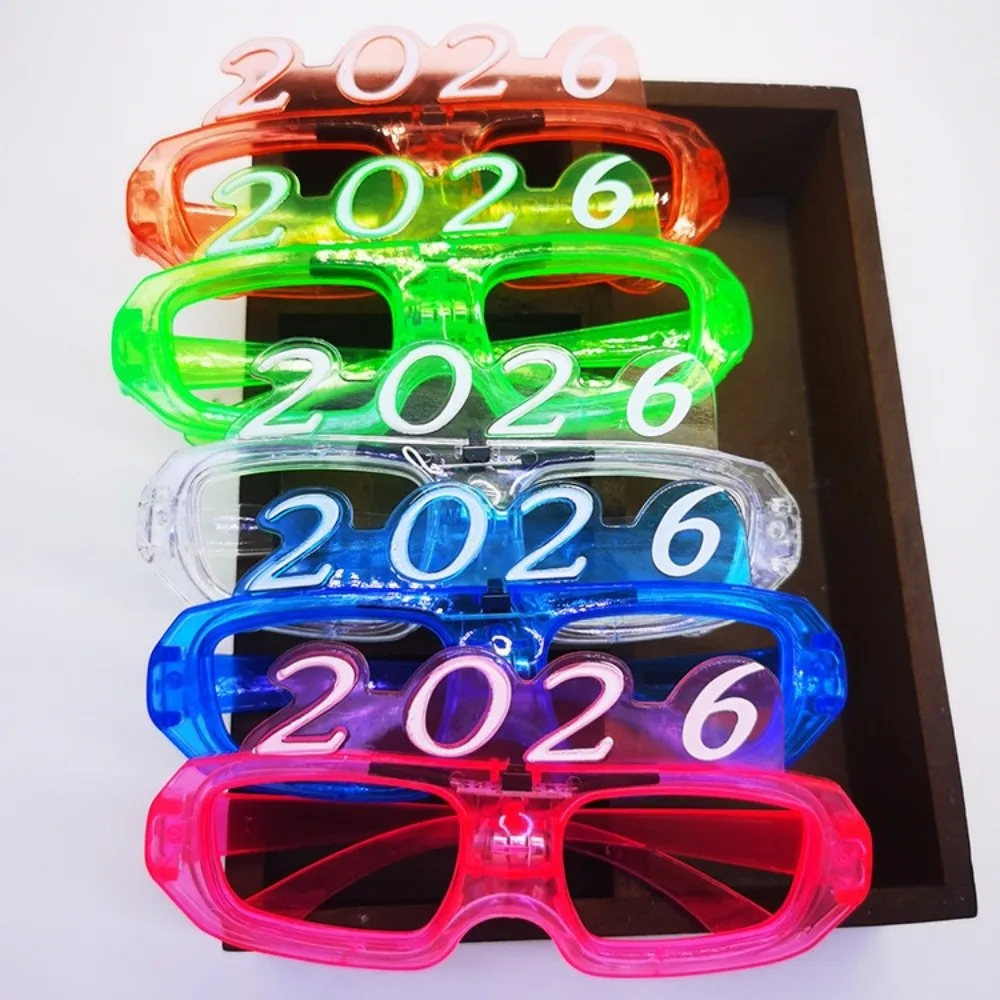 LED lueur 2026 nouvel an lueur lunettes numéro lettre ornements photographiques 2026 LED lueur lunettes coloré éclairer
