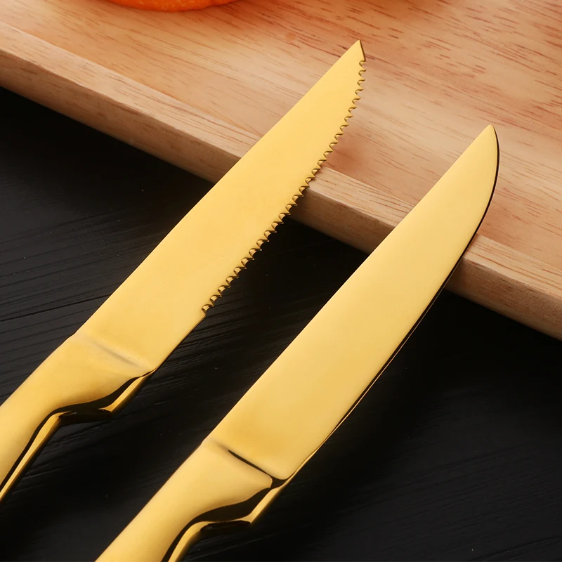 Stainless Steel Dinner Knives Set Sharp Steak Knife Fruit Knives Western black knife Restaurant Table Knife Gold dinnerware Set