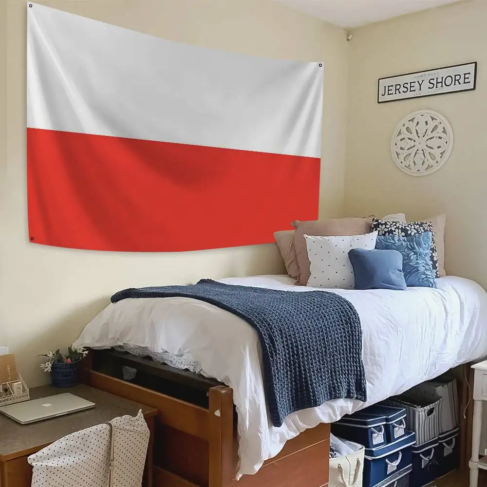 Poland Flag Banners Four Hole Flag Polyester Outdoor Decor Room Aesthetic