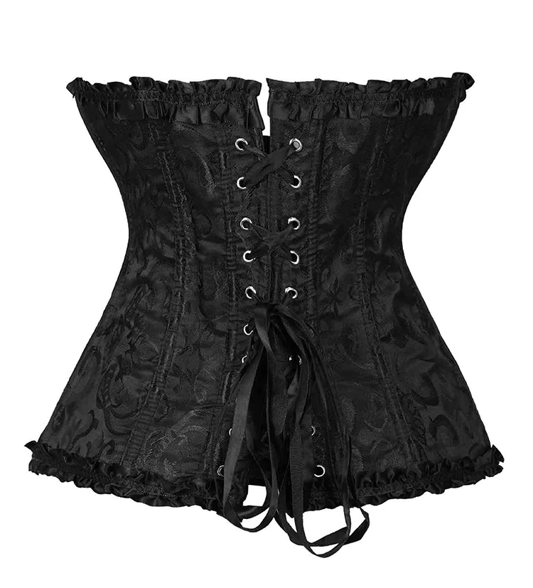 Damen-Bustier-Korsett im viktorianisch-gothischen Stil mit Jacquard-Vorderseite und Busk, Taillenformer für Halloween-Partys – Detail 5