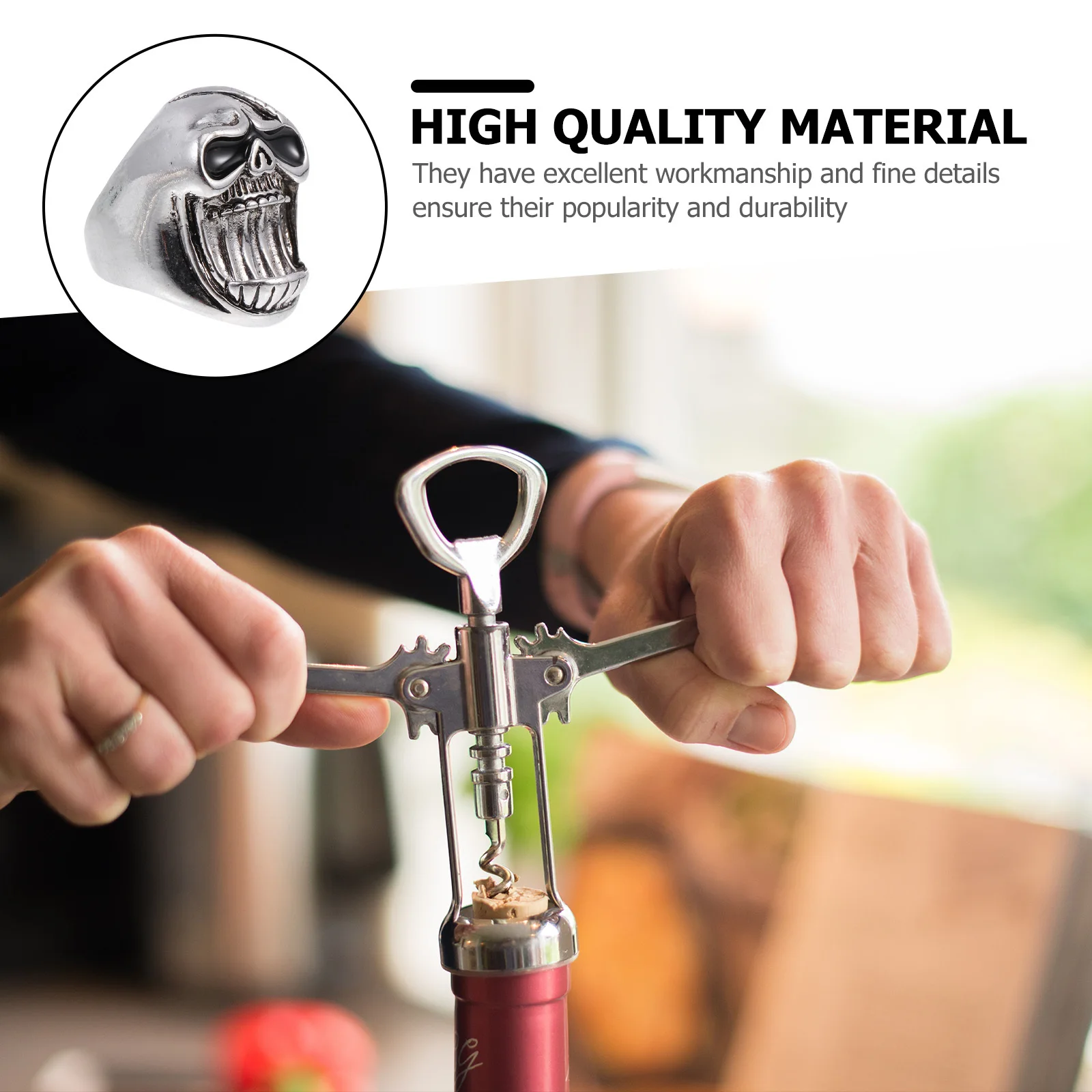 

4Pcs Skull Head Ring Bottle Openers Assorted Colors Lightweight Beer Can Lid Opener Outdoor Portable Bottle Opener
