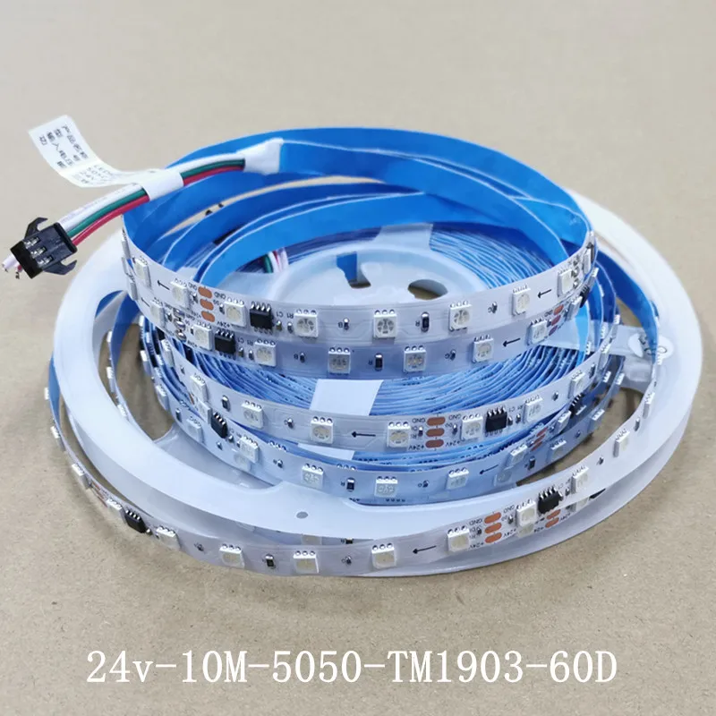 10M 24v TM1903 RGB Led Strip 5050 SMD Addressable 60Leds/m Led Pixels 1 Ic Control 6 Leds 24V Flexible Multicolor Led Light IP20