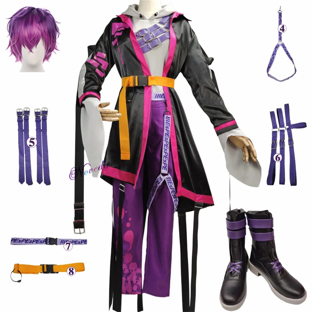 Anime VTuber Hololive Cosplay NIJISANJI NOCTYX Uki Violeta Wig Game Suit Cosplay Costume Shoes Halloween Party Outfit Women Men