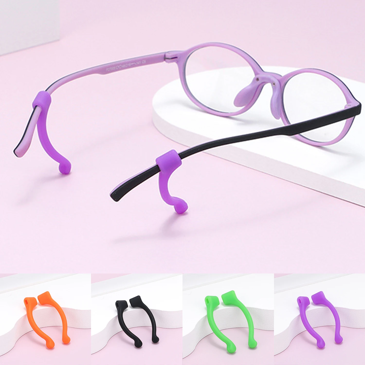 1Pair Silicone Anti-slip Ear Hook For Glasses Colored Elastic Grip Temple Tip Stoppers Holder Eyeglasses Eyewear Retainer Holder