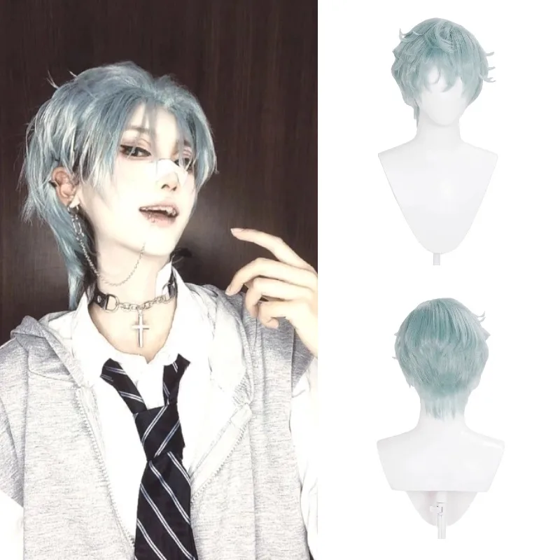

Anime Alien Cosplay Stage Till Wig Light Grayish Blue-green Hair Roleplay Accessories for Women Men Halloween Carnival Party