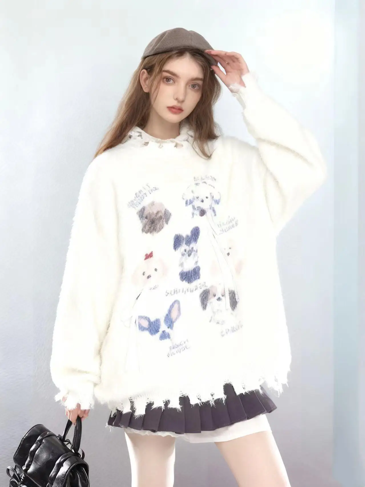 

Американский ретро-свитер свободного кроя для женщин, осенне-зимний, новый, в стиле кэжуал, для стройного силуэта, мужской вязаный топ