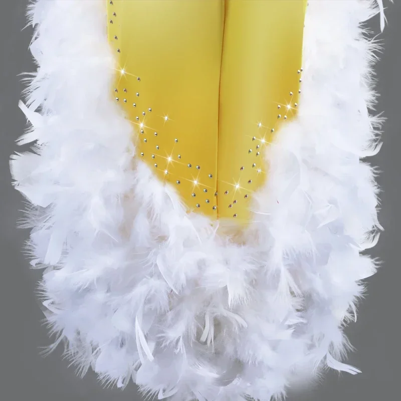 Vestido de baile latino, vestido de competición, disfraces, falda, vestido de actuación para adultos, falda Matador amarilla personalizada para niños, faldas divididas