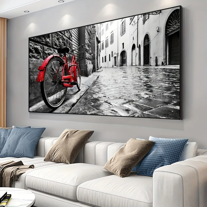 

1pc Unframed, Canvas Poster, Modern Art, Street Paths, Bicycles Wall Art Canvas Poster, Fashion Home Decoration, Wall Decor