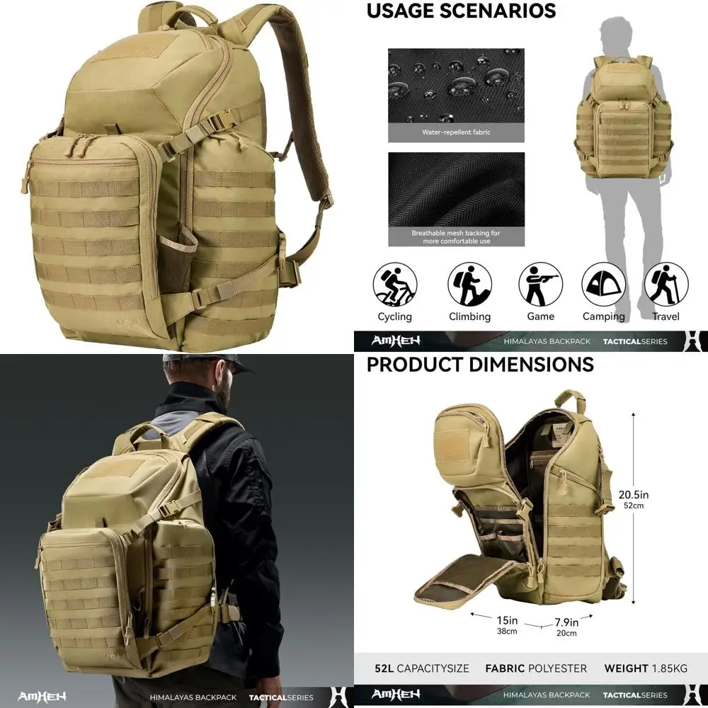 3-Day Survival Backpack: Military-Grade Tactical MOLLE Assault Pack with Hydration System, Tan Color