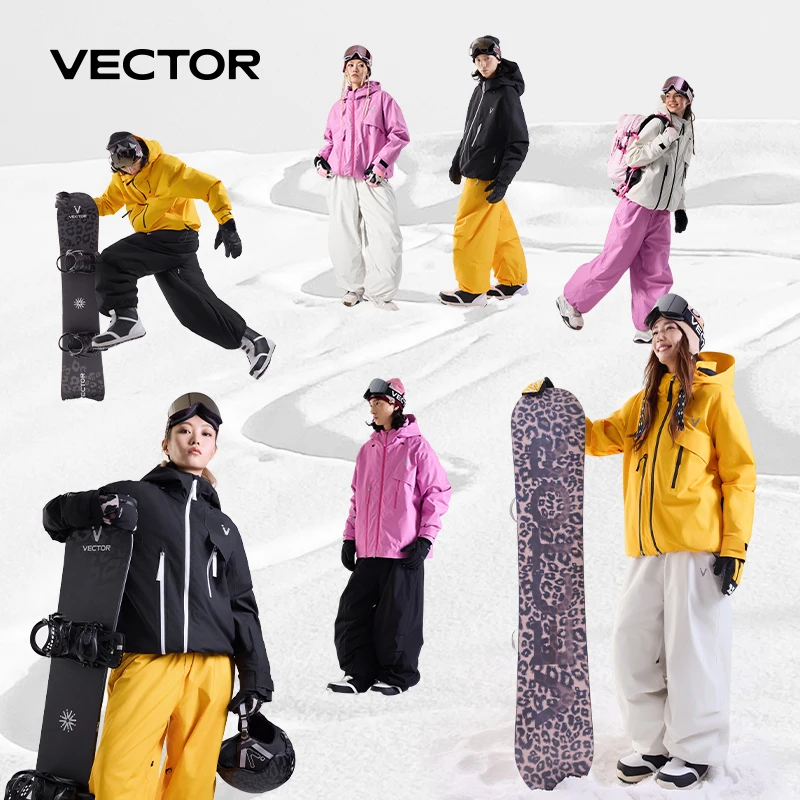 VECTOR Мужская и женская хлопковая лыжная куртка объемом 3 л, лыжные штаны, зимние теплые ветрозащитные водонепроницаемые брюки для спорта на открытом воздухе, сноуборда, лыжное пальто