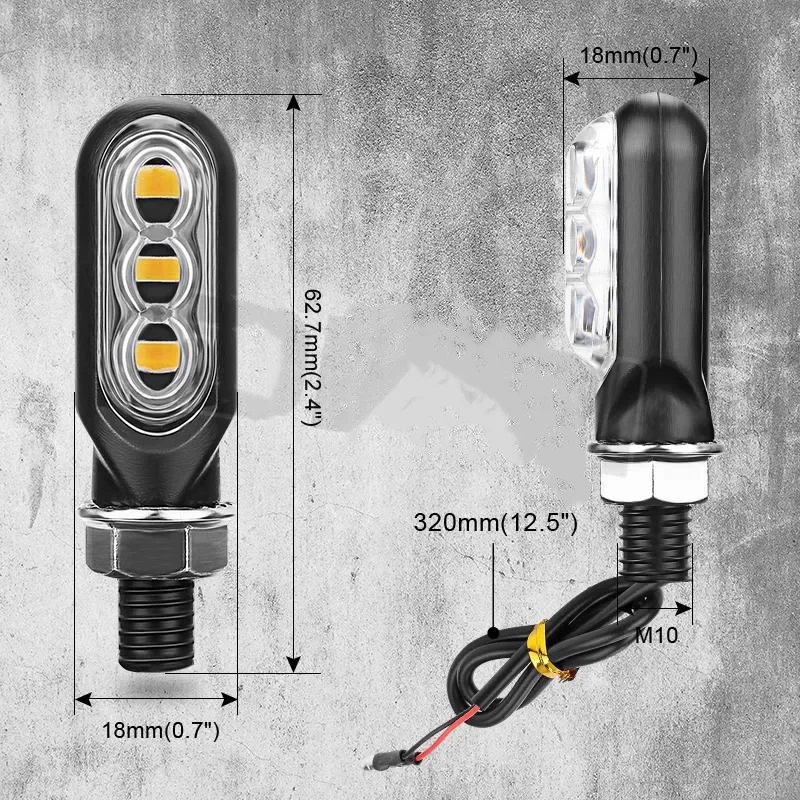 Motorcycle 3LED Dynamic Flowing Light Mini Motorcycle Turn Signal LED Signal Lamp Motorcycle 12V Modified Break Lamp Turn Light