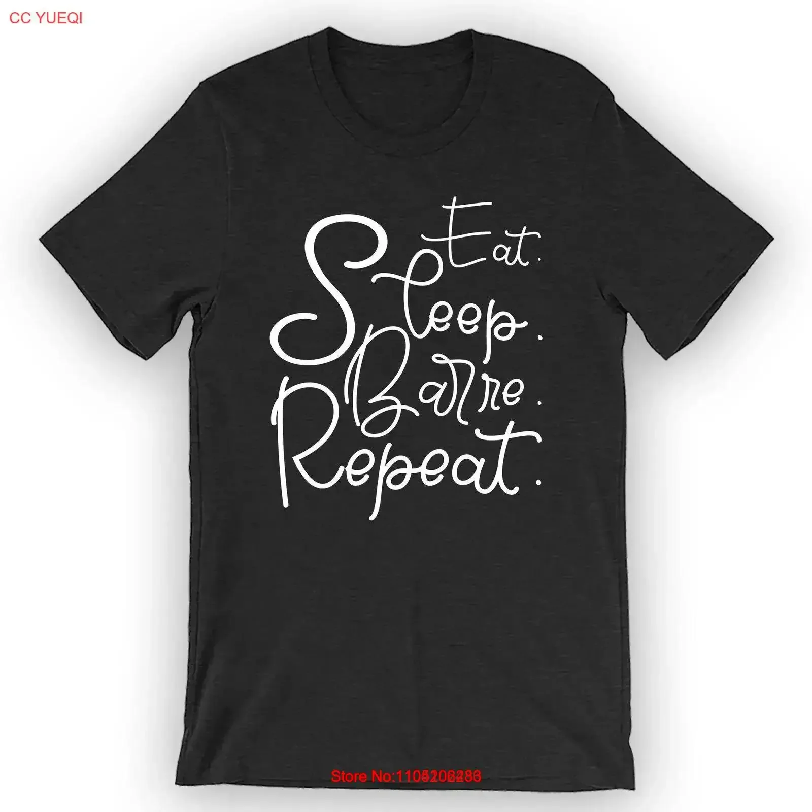 

Eat Sleep Barre Repeat T Shirt vintage Washed Comfortable streetwear Slightly Unisex Versatile graphic homme fashion Casual
