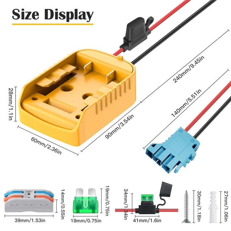 Y17A Power Wheels Adapter For  20V Battery Adapter Power Wheels Battery Converter Kit With Fuse & Switch And Connector