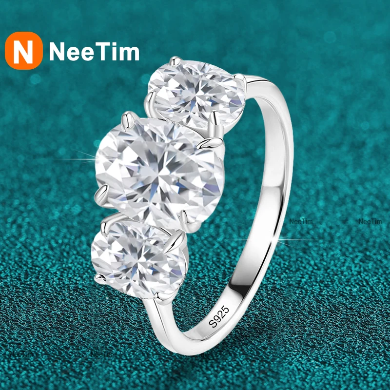 

Кольцо NeeTim с бриллиантом из полной огранки Mossanite Lab, серебро 925 пробы с позолоченными кольцами для женщин, ювелирные изделия для вечеринок, женское кольцо