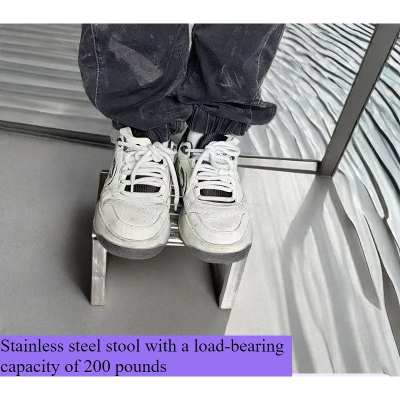 Stainless steel stool Small stool Thickened low stool Load-bearing 100kg Bath foot pedal Quartet antique stainless steel stool