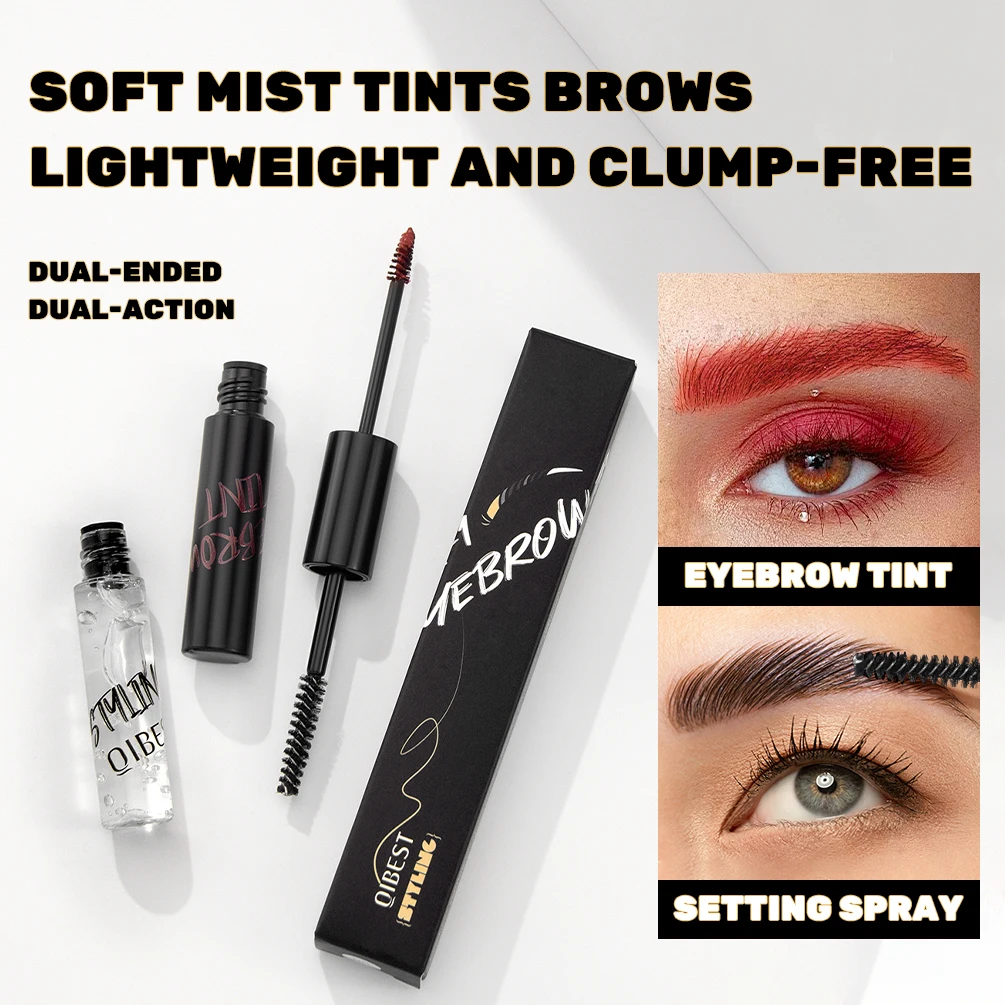 QIBEST 着色眉ジェルマスカラ持続防水グリーンティントアイブロウスカルプトグルーレッドパープルブロウクリームメイクアップ女性用