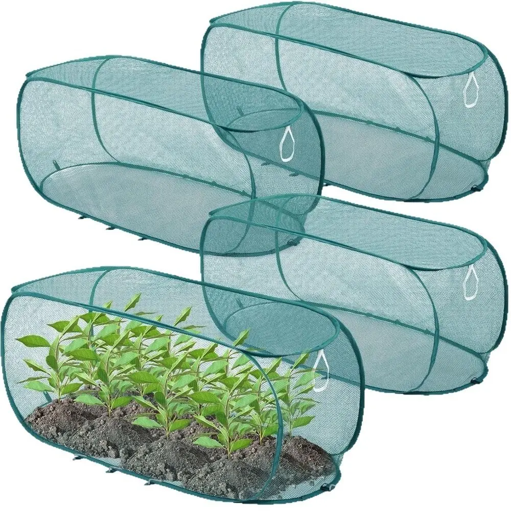 شبكة حماية النباتات القابلة للطي، أسرة مرتفعة، قفص نبات شبكي للتحكم في الطيور مع أوتاد أرضية، أغطية صف الحديقة، أسرة زهور #4