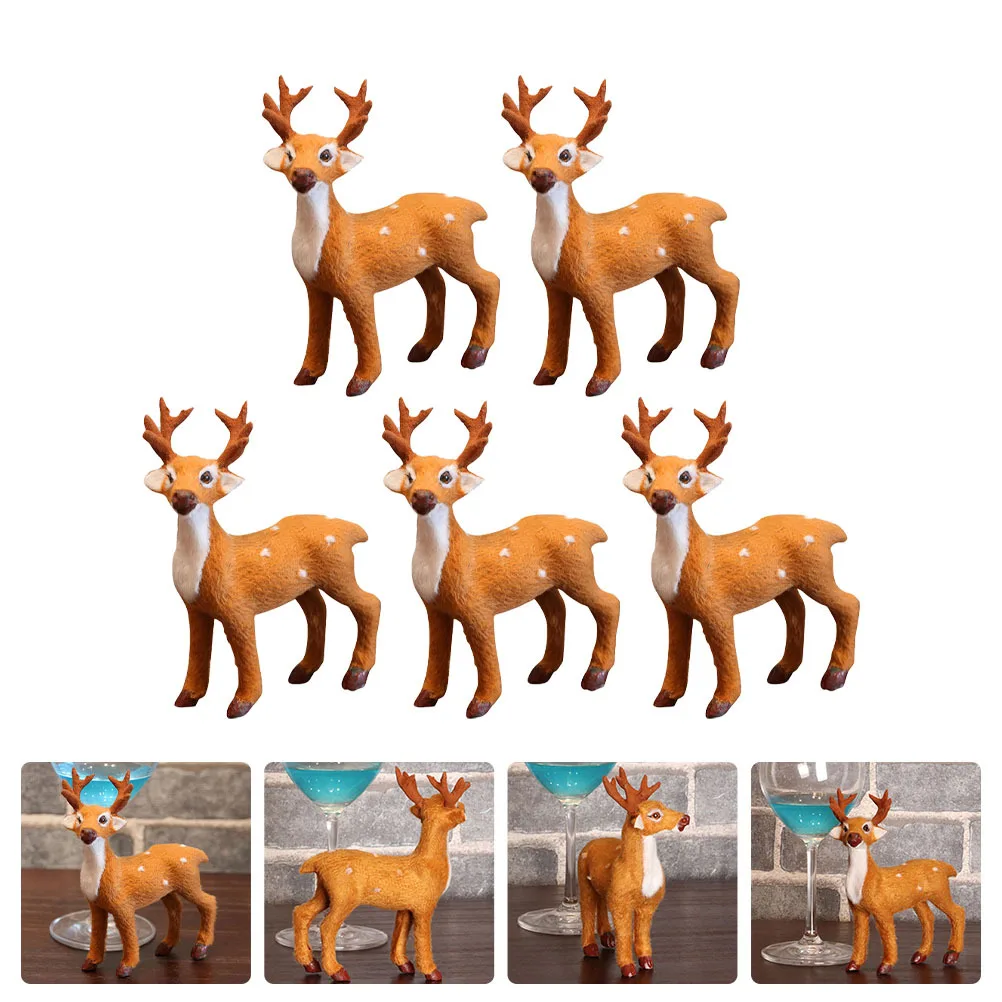 5 قطعة محاكاة عيد الميلاد الغزلان الحلي الأيائل زينة منضدية عيد الميلاد الأيائل الزينة المنزل مكتب الدعائم الطرف عيد الميلاد الديكورات #3