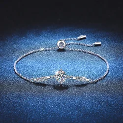 1 Carat Moissanite 925 Sterling Silver Women Bracelet Round Cut Bracelet White Gemstone Anniversary Jewelry 2023