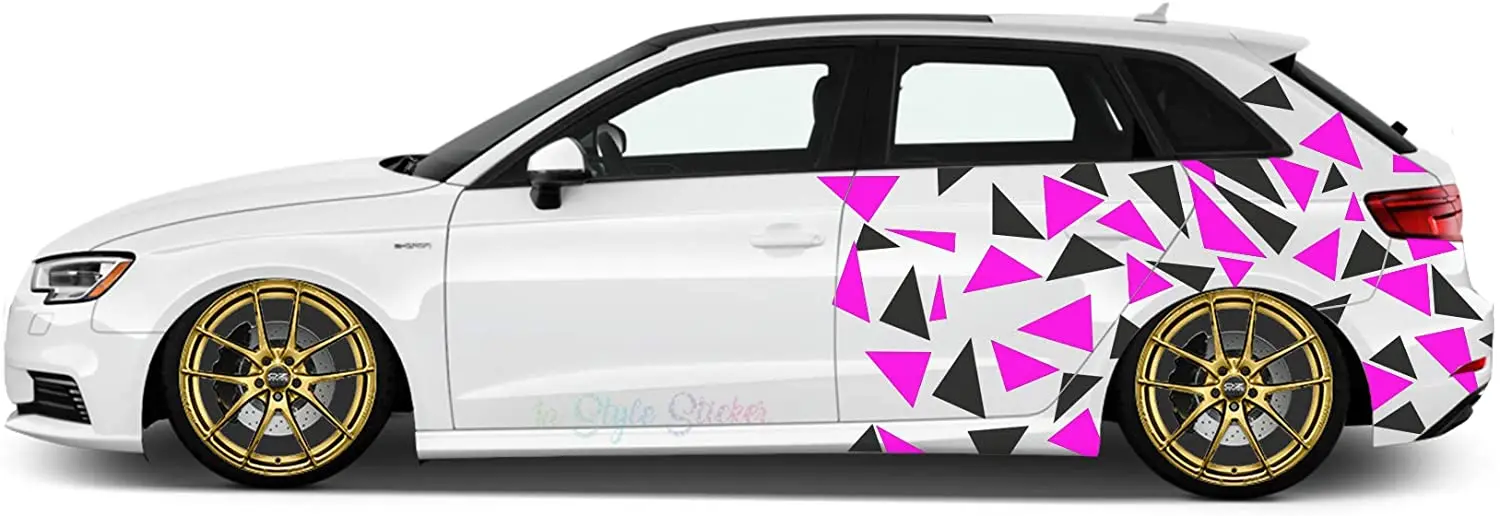 Car side stickers, triangles, car decoration, car tattoo, colored camouflage look, camo stickers, 250 pieces, camouflage style,