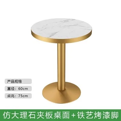 Tea shop tables and chairs catering snacks fast food restaurant simple commercial table light rock plate imitation marble long F