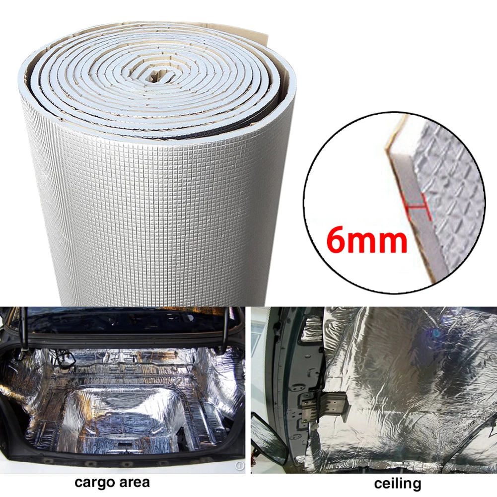 

6mm 236mil Thick Aluminum foil + Muffler Cotton Car Indoor Heat Sound Deadening Insulation Soundproof Dampening Mat