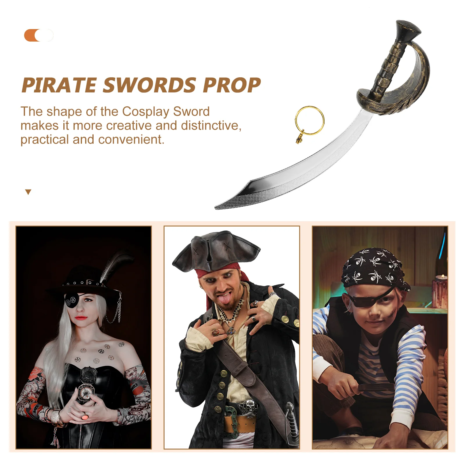 Pirata playset halloween traje cachecol fontes de festa espadas para cosplay brinquedo acessórios palco desempenho maquiagem adereços