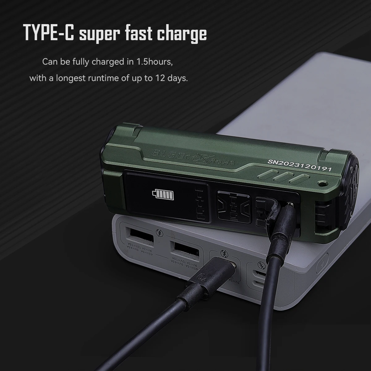 IMALENT BL50 EDC Flashlight 3600 Lumens Cree XHP50 HI LED Type-C Rechargeable Dual Light Source for Camping and Work Lights.