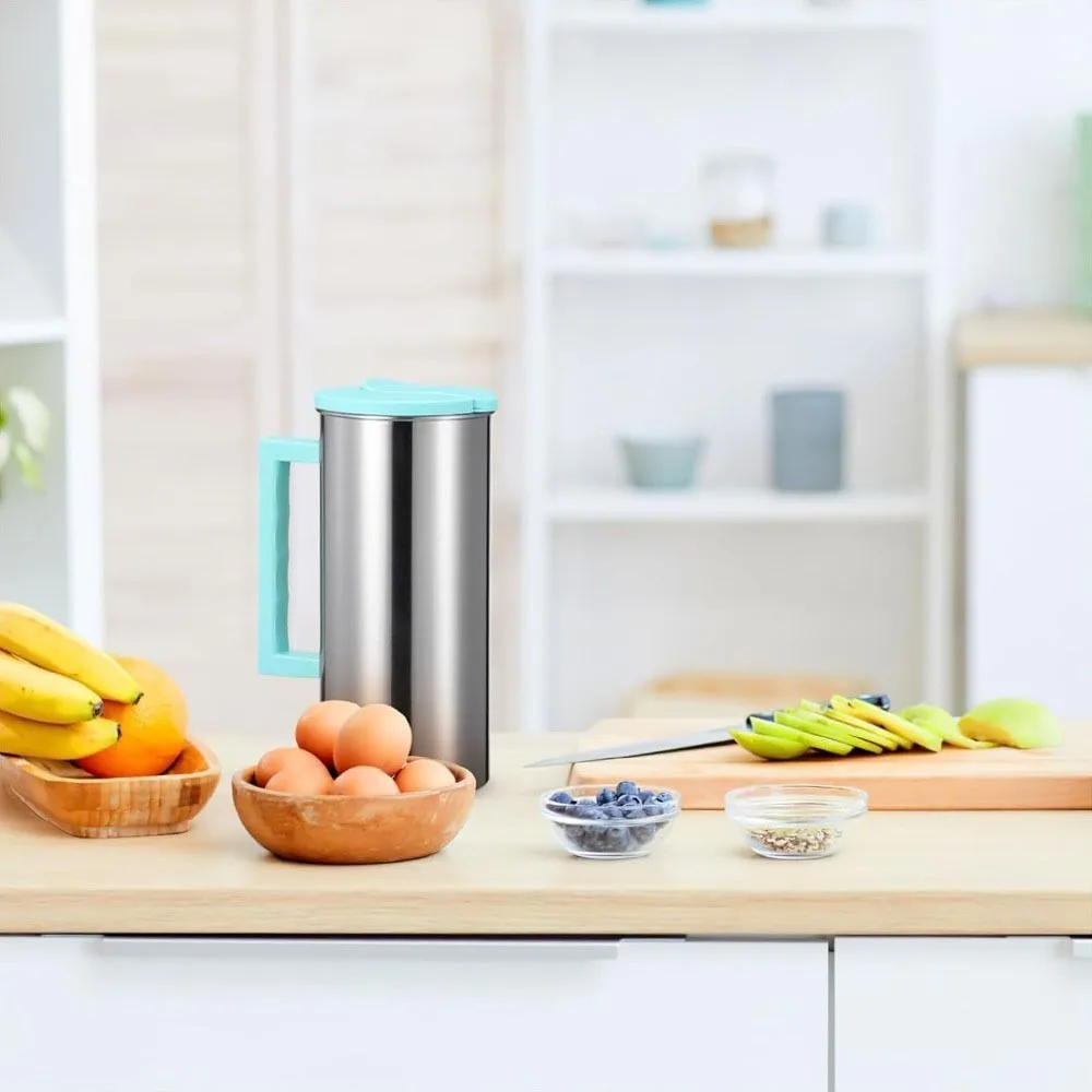 1.8 Liter Water Bottle Stainless Steel Flip Top Lids Large Water Pitcher Jug Single Layer Thickened Drinks Juice Beverage Jugs