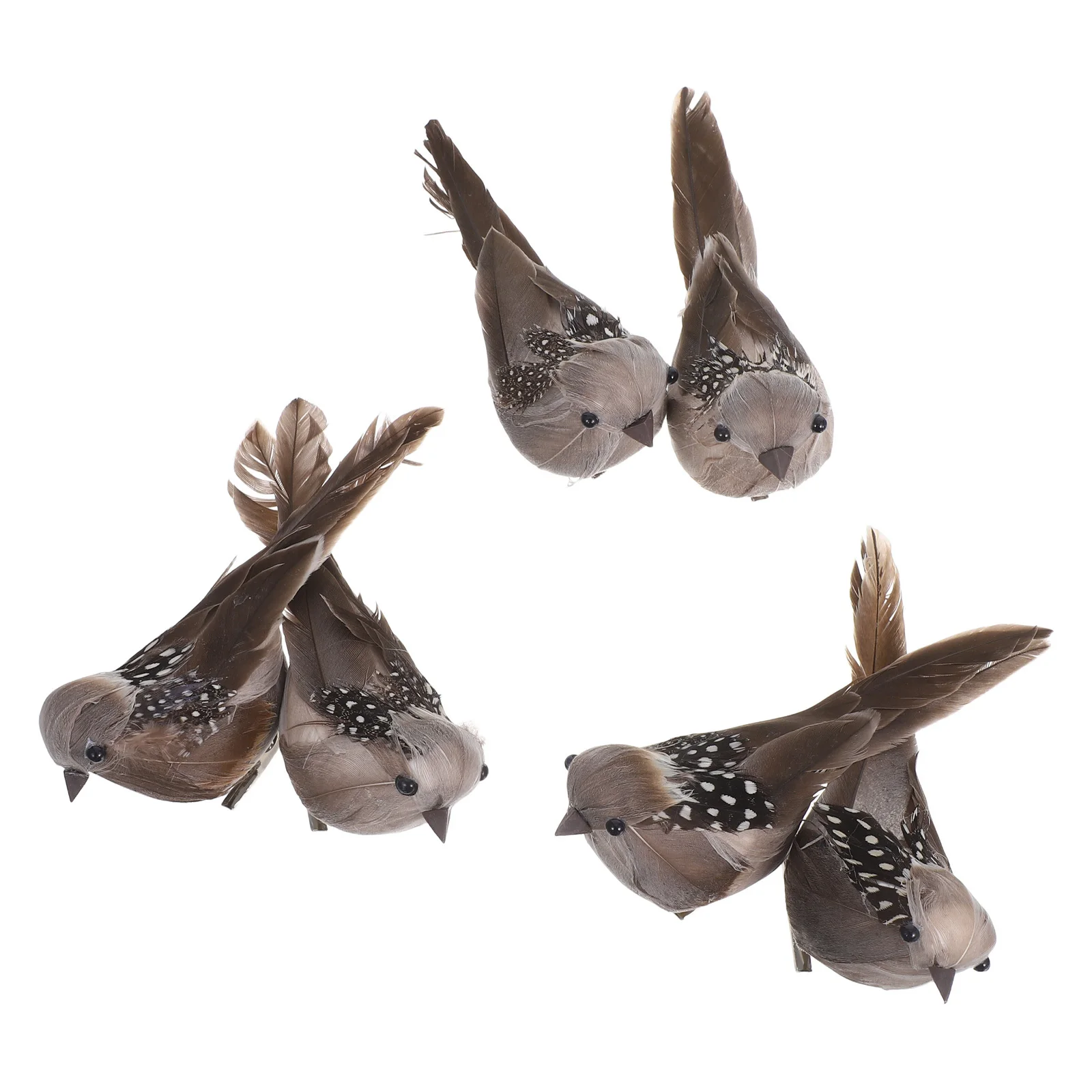 

6Pcs Artificial Birds Sparrows Lightweight Foam Decorative Clips for Garden Tree Branch Lifelike Natural Outdoor Indoor Bird