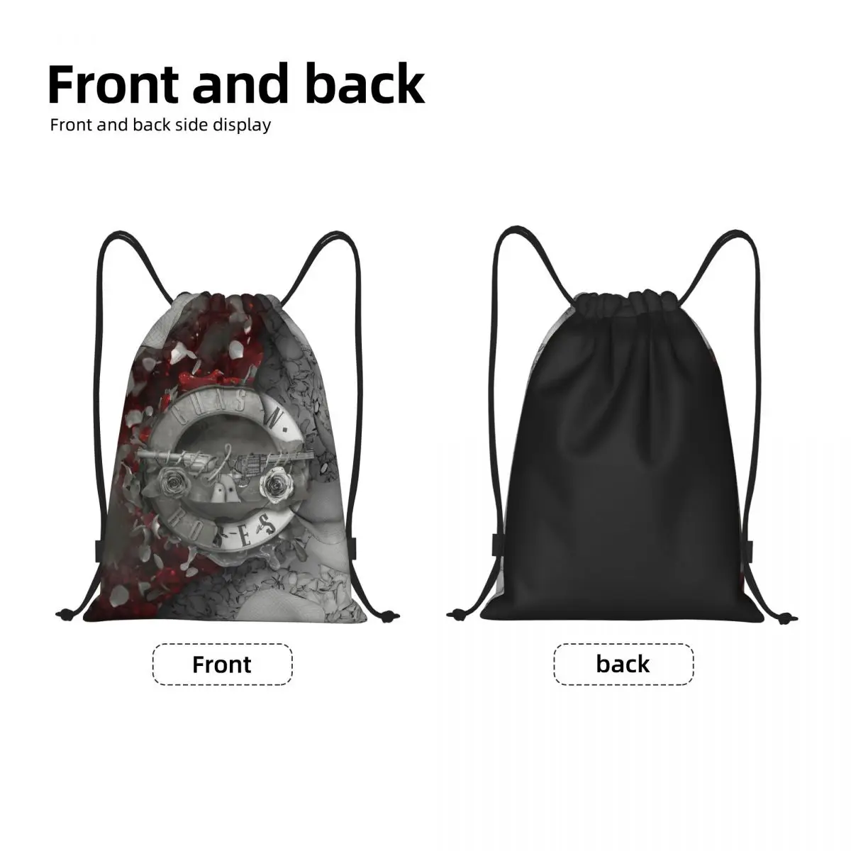 Guns N Roses Hard Rock Band-mochila con cordón para hombre y mujer, saco deportivo para gimnasio, bolsa de compras con logotipo de bala plegable