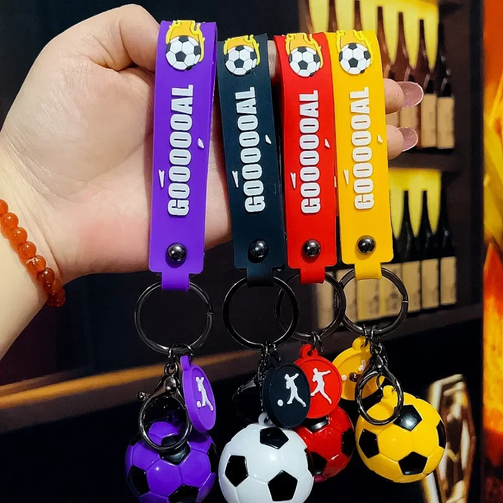 Gantungan kunci sepak bola untuk Fan PVC lem lembut gantungan kunci sepak bola liontin Aksesori tas dekorasi Qatar cangkir Souvenir gantungan kunci hadiah