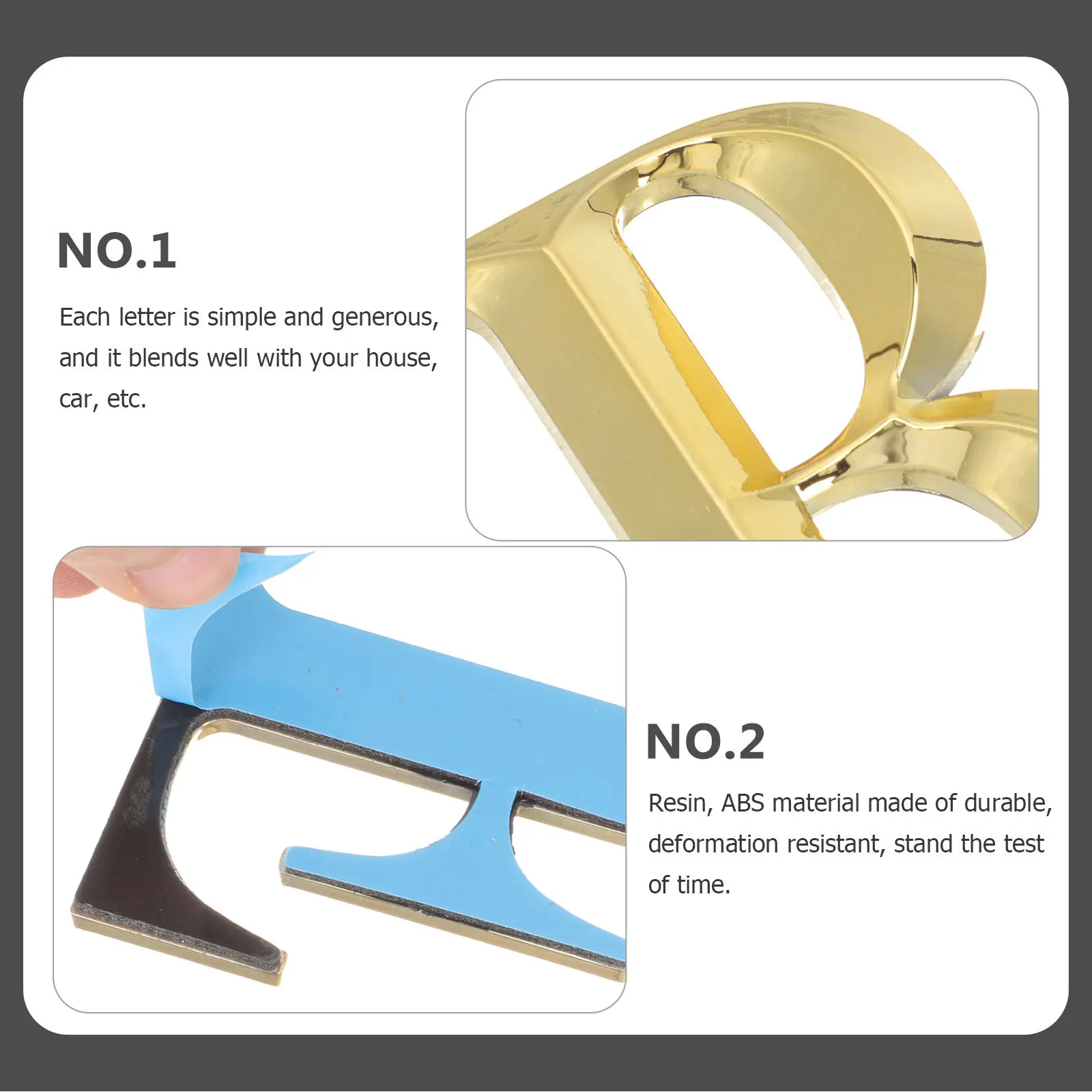 6Pcs Long-Lasting Fade-Resistant Resin ABS Alphabet Door Plate Set A-F Address Stickers for Home Office Hotel Mailbox Commercial