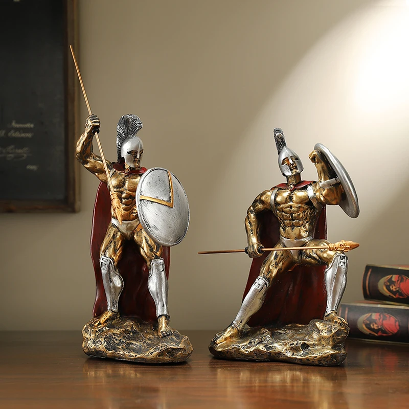 

New Retro Spartan Character Craft Figurine Light Luxury Ornaments Home Bedroom Decor Accessories Boyfriend Gift Ideas Collection