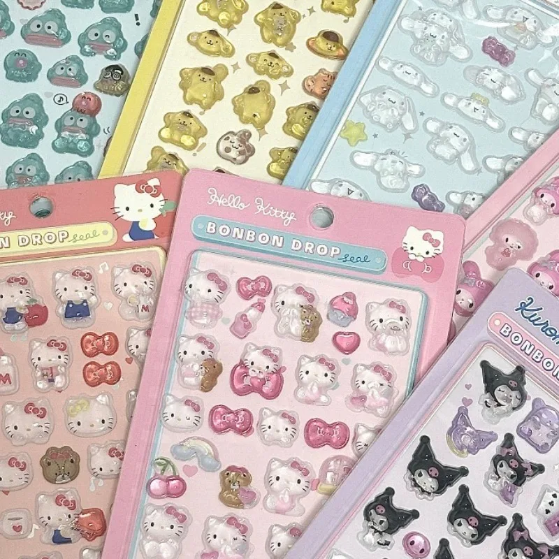 Милые Sanrio Hello Kitty DIY 3D рельефные декоративные наклейки модный мультфильм Kuromi Cinnamoroll чехол для телефона креативное украшение подарок