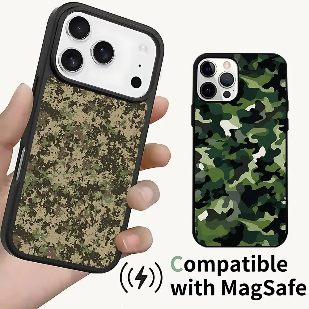 

Camouflage Camo Military Army For IPhone 17,16,15,14,13,12,11,Pro,Max,Plus,Mini,SE4,E Protective Magnetic Case Cover