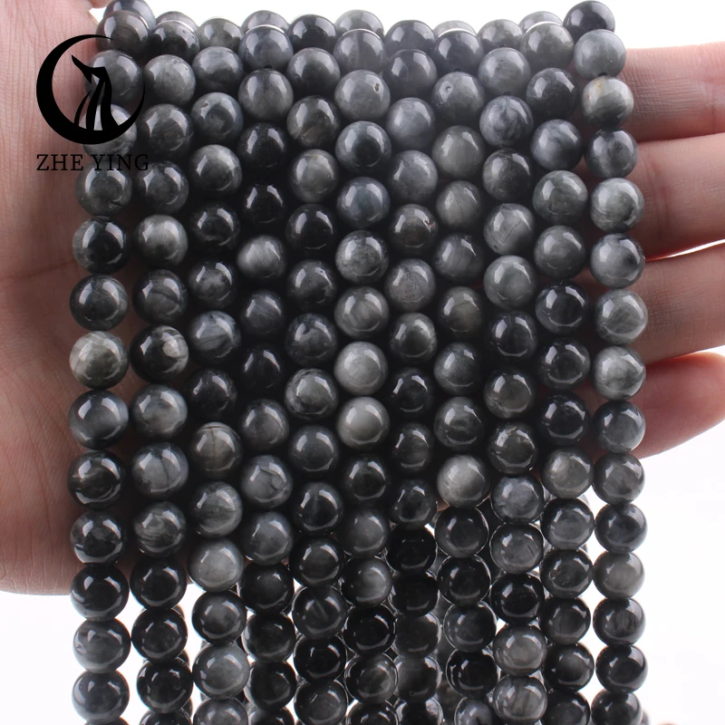 Natural Eagle Eye Stone Beads AAA Hawk\'s Eye Stone 6 8 10mm Round Loose Spacer Beads For Bracelets Necklace DIY Jewelry Making