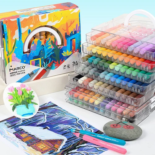 Imagen 1 del producto 24/36/60 colores/caja pincel suave juego de rotuladores acrílicos líquido directo punta de pincel Flexible estudiante Graffiti arte bolígrafos de pintura acrílica
