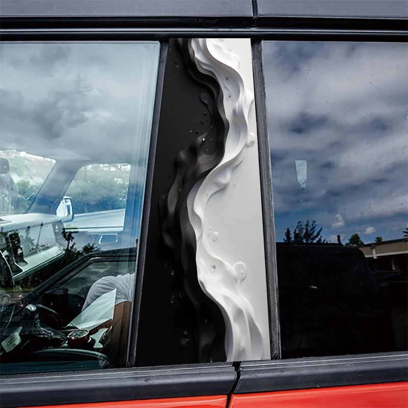 

2 pieces car center pillar stickers Blending Ink and Cream Scratch-resistant protective film