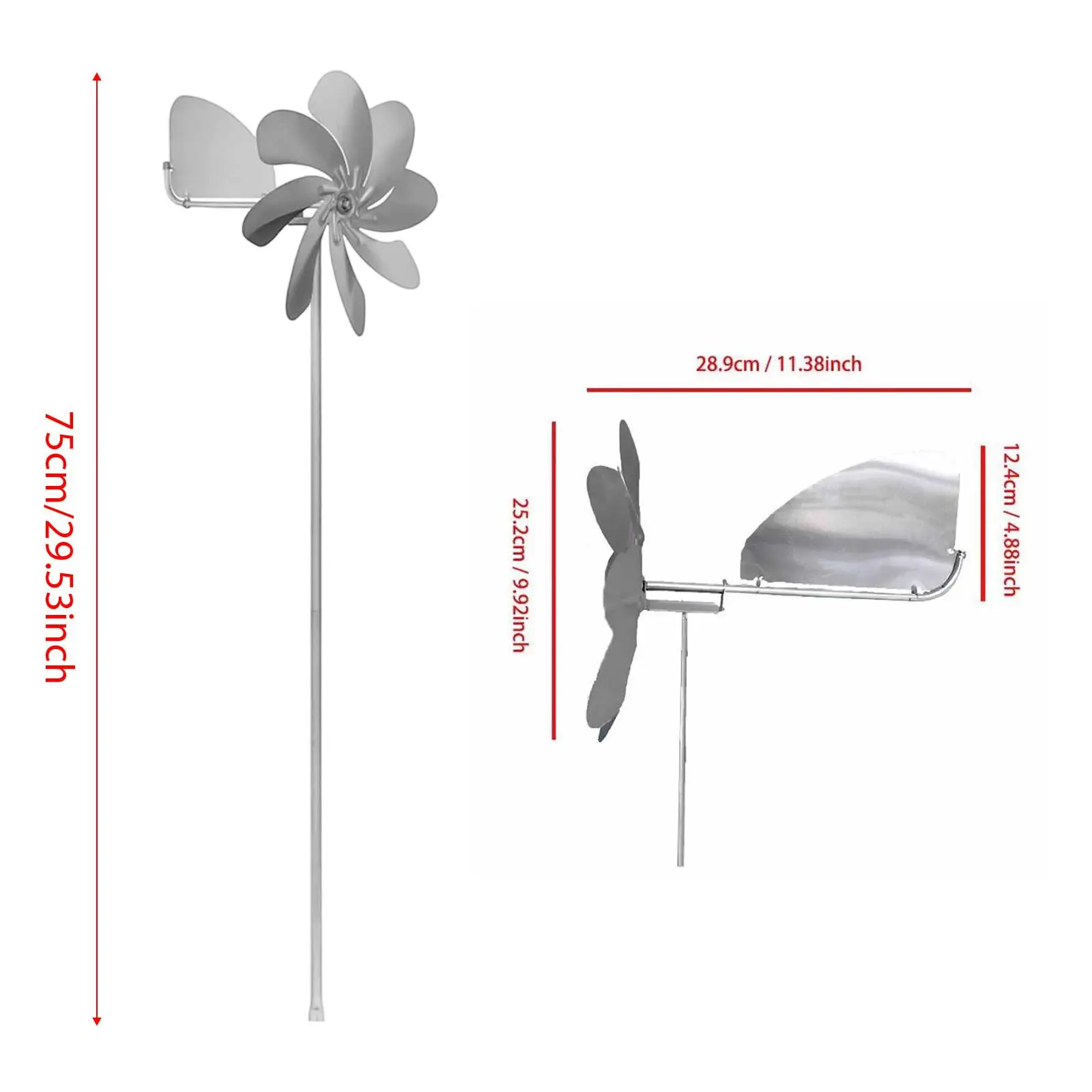الرياح سبينر الفولاذ المقاوم للصدأ الحرف الجميلة قوية قوية متعددة الاستخدامات 75 سنتيمتر طاحونة هوائية معدنية لمسار الحديقة ديكور فناء المنزل #6