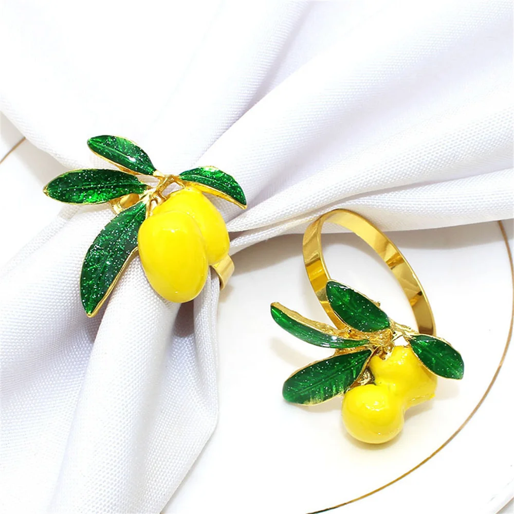 Anéis De Guardanapo De Limão Amarelo, Suporte De Frutas, Fivela De Quinta, Festa De Casamento, Natal De Ação De Graças, Decoração De Mesa Em Casa,