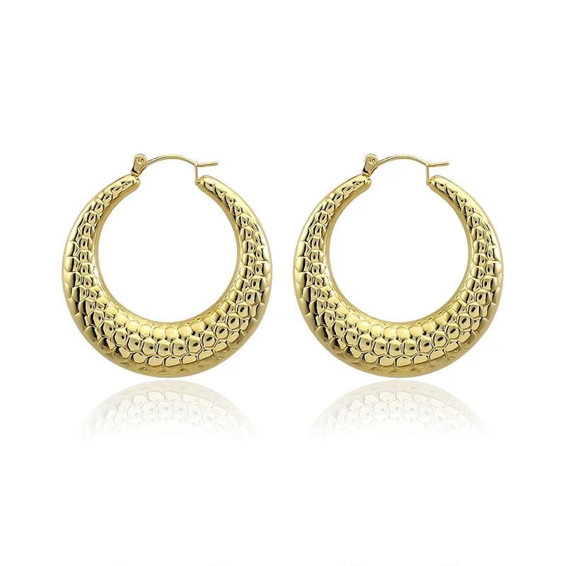 Fashion Round Circular Earrings Stainless steel Hollow Earring gold/silver Fish scale aretes de mujer pendientes largos plata