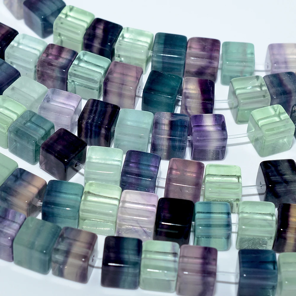 Natural Fluorite Cube Beads 8x8mm,Strand Length 20cm,24 Beads / Pack