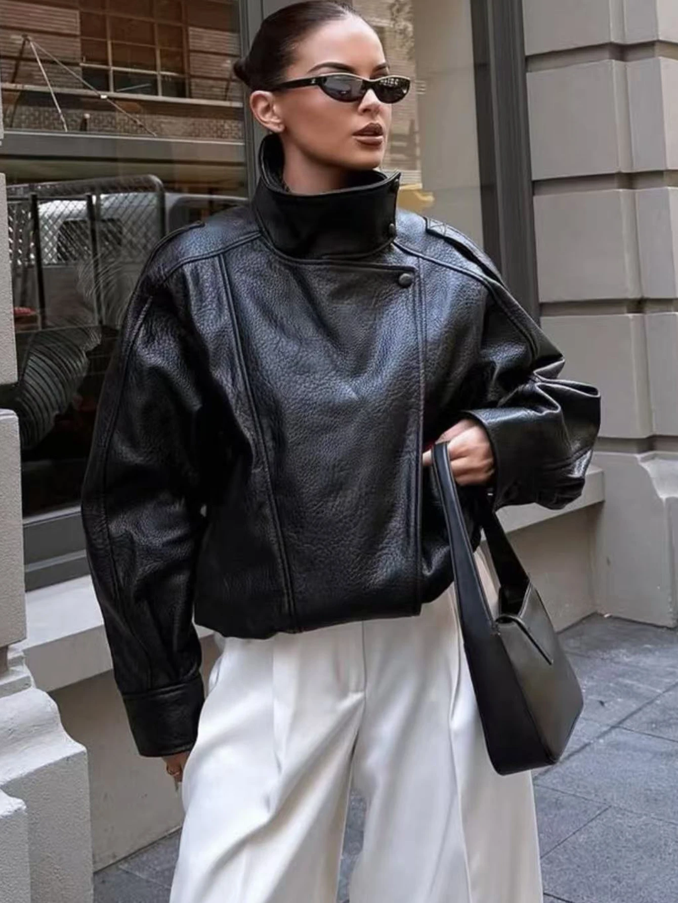 الخريف الشتاء النساء سترة جلدية 2025 فضفاض السببية بولي PU فو سترات من الجلد معطف موضة الشارع دراجة نارية جاكيتات